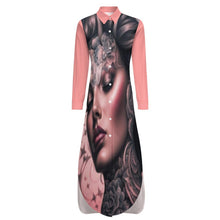 Load image into Gallery viewer, R&amp;RH Pink Peach Button-Up Long Sleeve Shirt Dress
