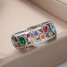 Load image into Gallery viewer, Colorful Women Hollow Out Geometric Stone Rings
