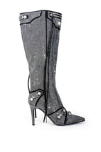 Load image into Gallery viewer, Woman Bling Crystal Knee-high Boots Sexy Pointed Toe Stiletto Tassel Boots
