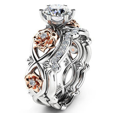 Load image into Gallery viewer, Crystal Jewelry Rose Flower Wedding Rings
