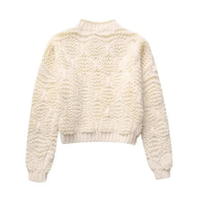 Load image into Gallery viewer, Beige Knitted Sweater Woman Winter  Cropped Sweaters For Women O-Neck Pullovers Woman Jumper Autumn Short Sweaters
