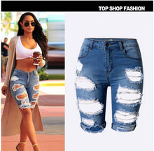 Load image into Gallery viewer, Womens High Waist Sexy Jeans Shorts Fashion Ripped Hole Washed Stretch Denim Shorts Jeans
