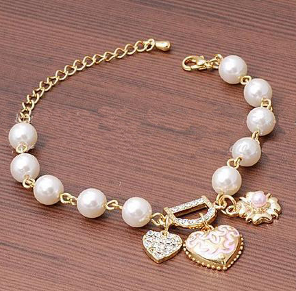 Unlimited Bangle Bracelets Charm Heart Flower Simulated Pearl Crystal D Word Beaded Bracelet For Women Jewelry