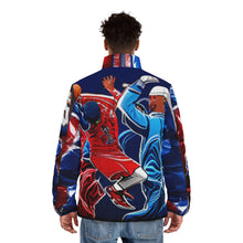 Load image into Gallery viewer, R_RH Red, White, and Blue Basketball Love Men&#39;s Puffer Jacket
