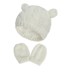 Load image into Gallery viewer, New Baby Kids Girls Boys Winter Warm Knit Hat Ear Solid Warm Cute Glove 2pcs

