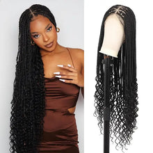 Load image into Gallery viewer, Triangle Knotless Braided Wigs 36Inch Bohemian Curly Braided Lace Front Wigs Synthetic Hand Double Lace Braid Wig
