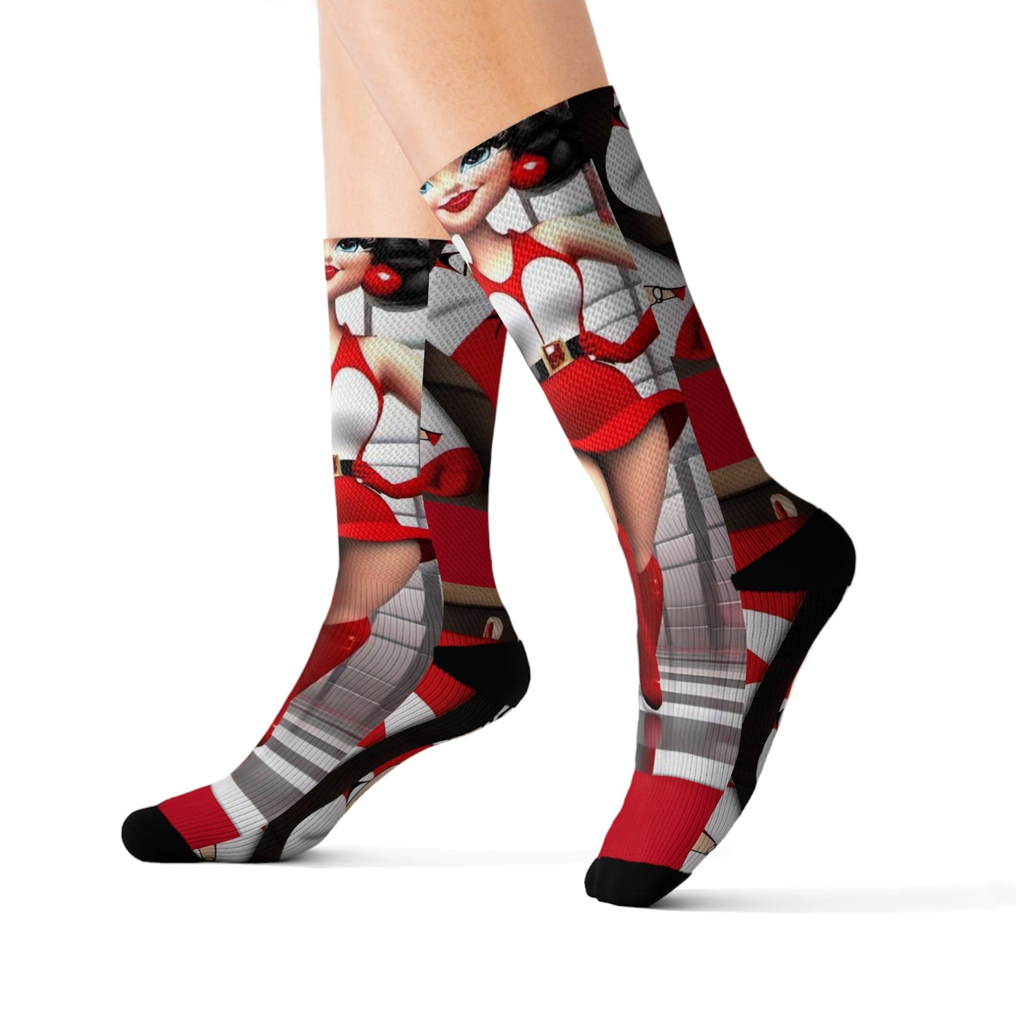 R&RH Red Boots Caricatures Socks