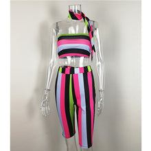 Load image into Gallery viewer, Striped Sexy Two Piece Set Top and Pants
