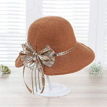 Load image into Gallery viewer, Pearl Bow Female Boutique Beauty Travel Sun Hat
