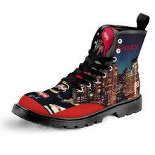 Load image into Gallery viewer, Red and Black Men&#39;s Lace Up Hightop Canvas Shoe
