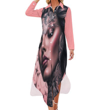 Load image into Gallery viewer, R&amp;RH Pink Peach Button-Up Long Sleeve Shirt Dress
