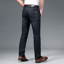 Load image into Gallery viewer, Business Men&#39;s Straight Cotton Jeans Thin Mid-Rise Trousers Elastic Casual Pants
