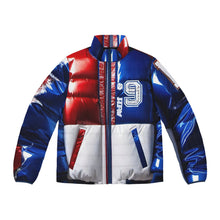 Load image into Gallery viewer, R_RH Red, White, and Blue Basketball Love Men&#39;s Puffer Jacket
