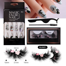 Load image into Gallery viewer, Halloween False Eyelashes Europe And America Multi-Layer Thick Messy Mink Hair Nail And Eyelash Set
