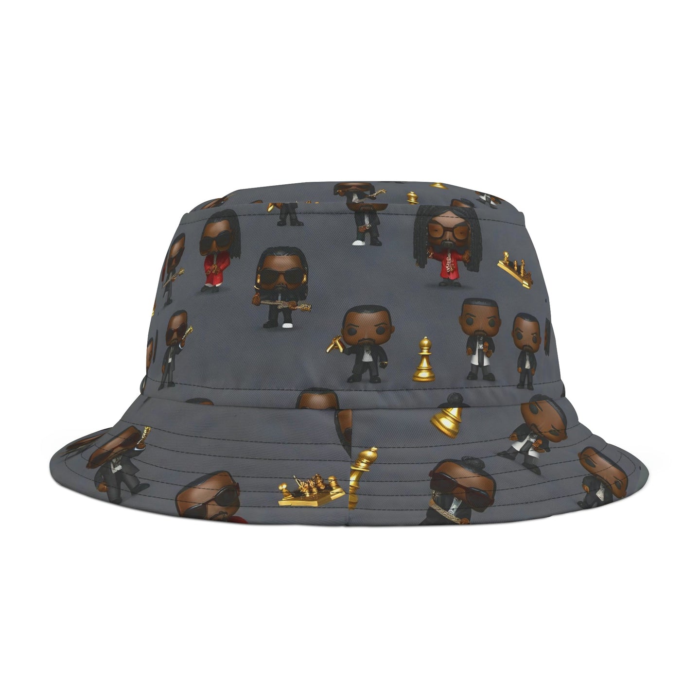 R_RH Caricature Toons Mens Grey Bucket Hat