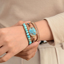 Load image into Gallery viewer, Boho Cut Corner Turquoise Bracelet Jewelry Triple Wrap Hand Braided Leather Cord Bracelet
