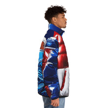 Load image into Gallery viewer, R_RH Red, White, and Blue Basketball Love Men&#39;s Puffer Jacket
