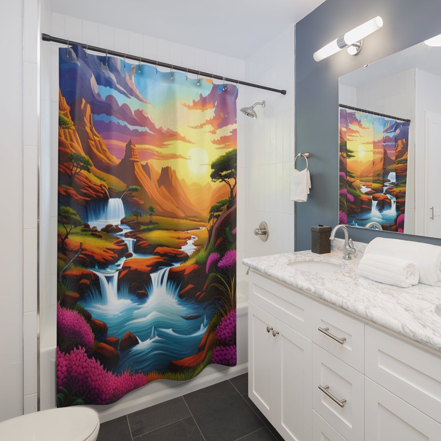 R_RH Vivid Landscape Shower Curtains