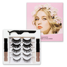 Load image into Gallery viewer, Natural Magnetic 5 Pairs of False Eyelashes and 2 Liquid Eyeliner Sets
