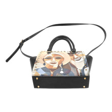 Load image into Gallery viewer, R&amp;RH Abstract Couple Brown Handbag Rivet Shoulder Handbag
