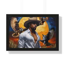 Load image into Gallery viewer, R_RH The Man and Owls  Framed Horizontal Poster
