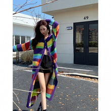 Load image into Gallery viewer, Rainbow Striped Sweater Coat Women&#39;s Autumn and Winter
