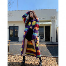 Load image into Gallery viewer, Rainbow Striped Sweater Coat Women&#39;s Autumn and Winter
