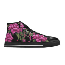 Load image into Gallery viewer, R&amp;RH Fushia Roses Women&#39;s Classic High Top Canvas Shoes
