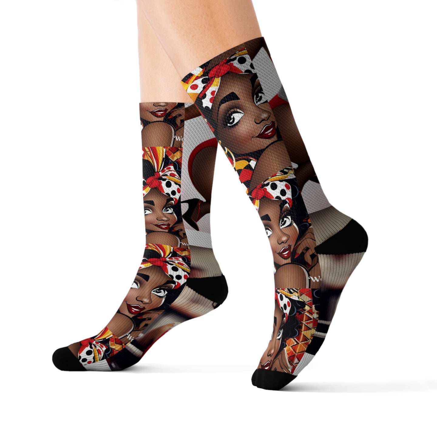 R_RH Red Caricature Sublimation Socks