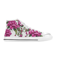 Load image into Gallery viewer, R&amp;RH Fushia Roses Women&#39;s Classic High Top Canvas Shoes
