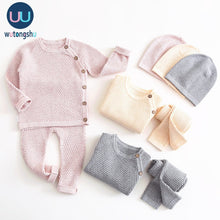 Load image into Gallery viewer, Baby Boy Girl Clothes Sets Spring Autumn Solid Newborn Baby Girl Clothing Long Sleeve Tops + Pants Outfits Casual Baby Pajamas  No hat
