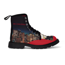 Load image into Gallery viewer, Red and Black Men&#39;s Lace Up Hightop Canvas Shoe
