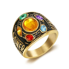 Load image into Gallery viewer, Titanium Gold Plated Infinity Glove Gauntlet 7 Stones Thano Rings for Men
