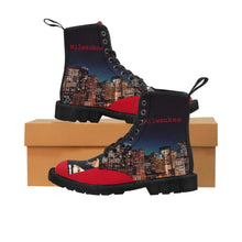 Load image into Gallery viewer, Red and Black Men&#39;s Lace Up Hightop Canvas Shoe
