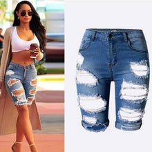 Load image into Gallery viewer, Womens High Waist Sexy Jeans Shorts Fashion Ripped Hole Washed Stretch Denim Shorts Jeans
