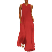 Load image into Gallery viewer, R_RH Red Sleeveless Long Dress With Pockets
