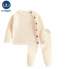 Load image into Gallery viewer, Baby Boy Girl Clothes Sets Spring Autumn Solid Newborn Baby Girl Clothing Long Sleeve Tops + Pants Outfits Casual Baby Pajamas  No hat
