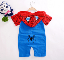 Load image into Gallery viewer, Spider Man Baby Cotton Jumpsuit Hooded Romper
