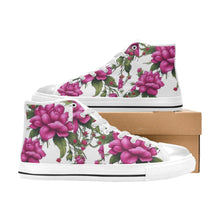 Load image into Gallery viewer, R&amp;RH Fushia Roses Women&#39;s Classic High Top Canvas Shoes
