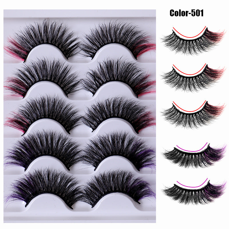 Multi-Layer Colorful 5 pieces Thick Fluffy Mink False Eyelashes