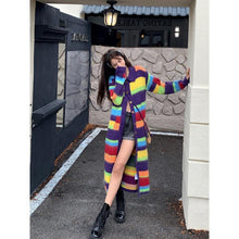 Load image into Gallery viewer, Rainbow Striped Sweater Coat Women&#39;s Autumn and Winter
