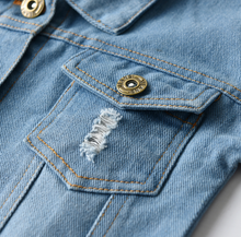 Load image into Gallery viewer, Top Spring Autumn Kids Casual Jacket Girls Ripped Holes Jeans Coats Little Boys Girls Denim Outerwear Costume
