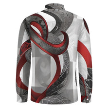 Load image into Gallery viewer, R_RH Silver and Red Casual One Pocket Long Sleeve Shirt
