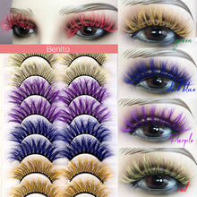 Load image into Gallery viewer, 10 Pairs Of Color Mink Hair Fried Multilayer Thick Cross False Eyelashes 8D FLUFFY
