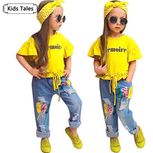 Load image into Gallery viewer, Children Sets for Girls Girls Suits for Children Girls T-shirt + Pants + Headband 3pcs. Suit
