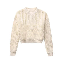 Load image into Gallery viewer, Beige Knitted Sweater Woman Winter  Cropped Sweaters For Women O-Neck Pullovers Woman Jumper Autumn Short Sweaters
