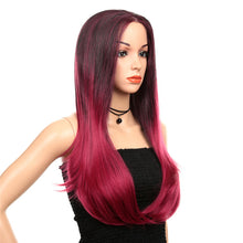 Load image into Gallery viewer, Mixed Color Synthetic Fiber Front Lace with Long Curls Headset Wigs
