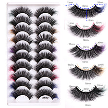 Load image into Gallery viewer, 10 Pairs Of Color Mink Hair Fried Multilayer Thick Cross False Eyelashes 8D FLUFFY
