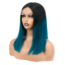 Load image into Gallery viewer, 4x4 Lace Closure short Bob Wigs Human Hair T1B/green Color Bob Wig Double Drawn Straight Human hair Bob Lace Front Wig For Women
