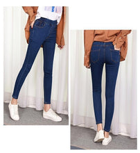 Load image into Gallery viewer, Casual 6XL Elastic Waist Jeans Woman Plus Size High Waist Solid Autumn Winter Denim Cotton Elasticity Denim Pants
